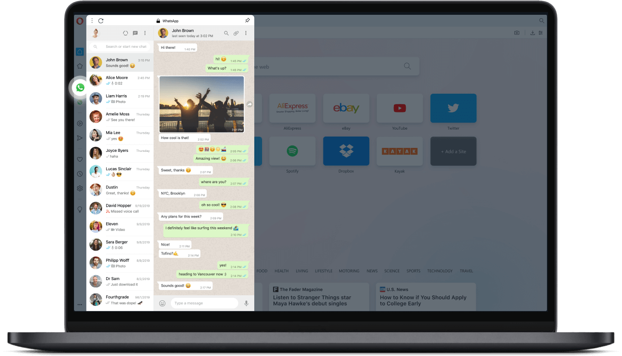 
    
        WhatsApp messenger in Opera`s sidebar
    
